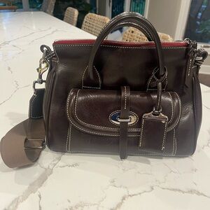 Dooney & Bourke Espresso Brown Florentine Toscana Front Pocket Small Satchel